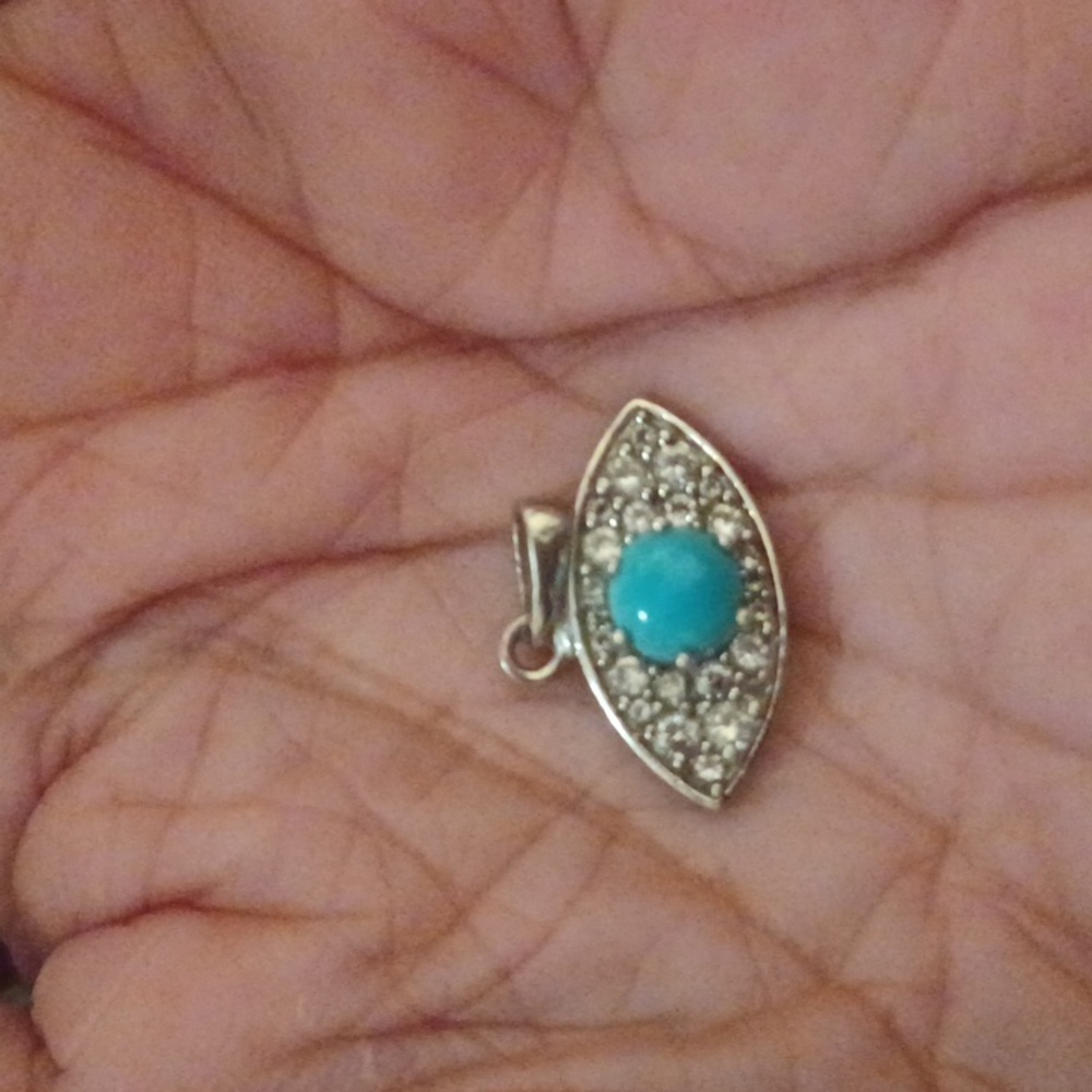 Sleeping beauty, turquoise,cz,evil eye! Dipped in platinum!